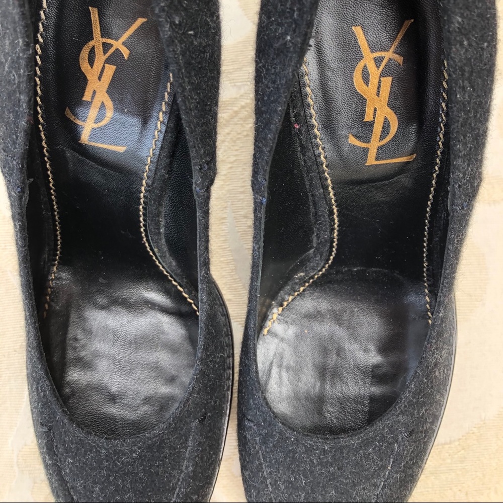 YSL ladies grey flannel,rubber sole shoes.